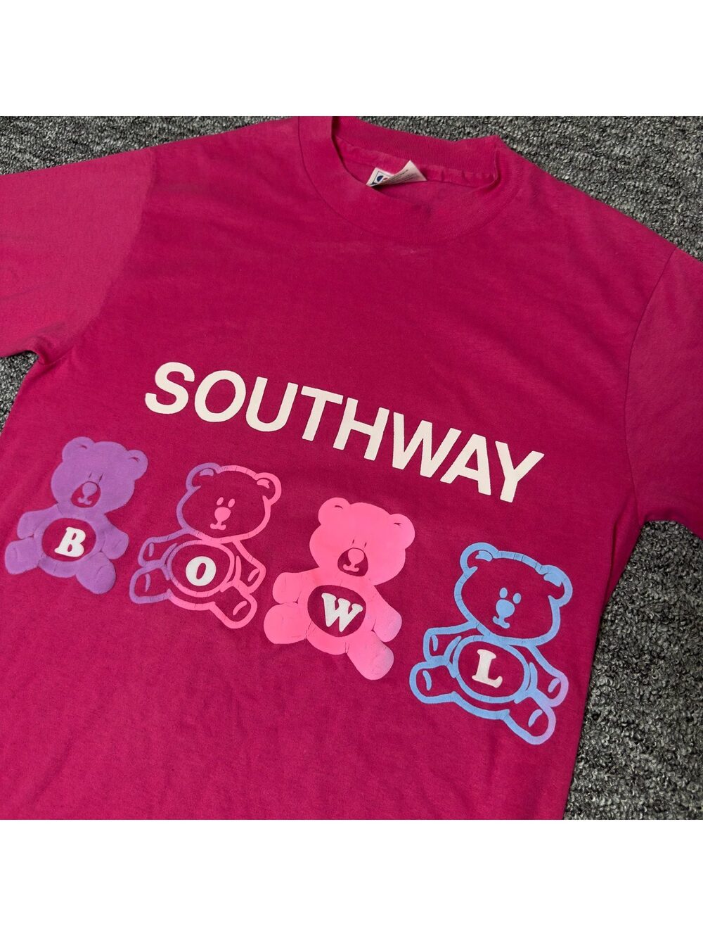 Vintage Southway Bowl Teddy Bear Graphic Tee Size S